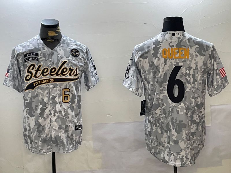 Men Pittsburgh Steelers #6 Queen Nike Arctic Camo 2024 Salute to Service Limited NFL Jersey style 4